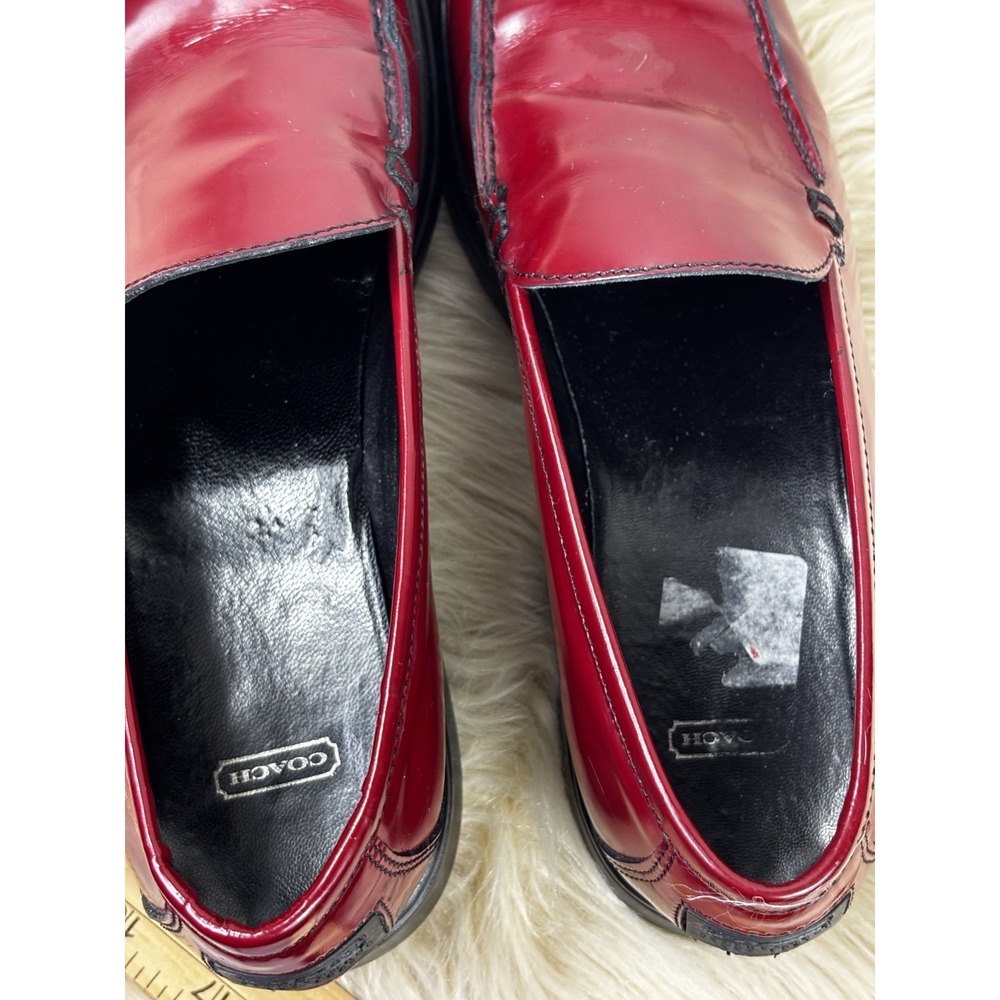 Coach Rita Loafer 8.5 Red Patent Leather Italy Square Toe Y2K Preppy Chic - Picture 6 of 9
